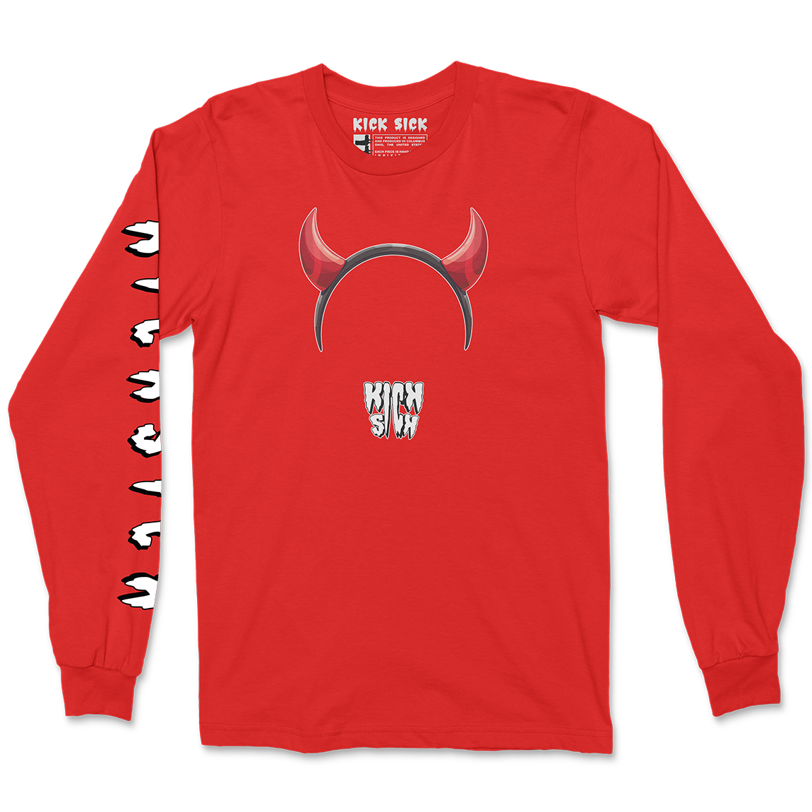 Devil Horns Party Hat Red Long Sleeve Tee