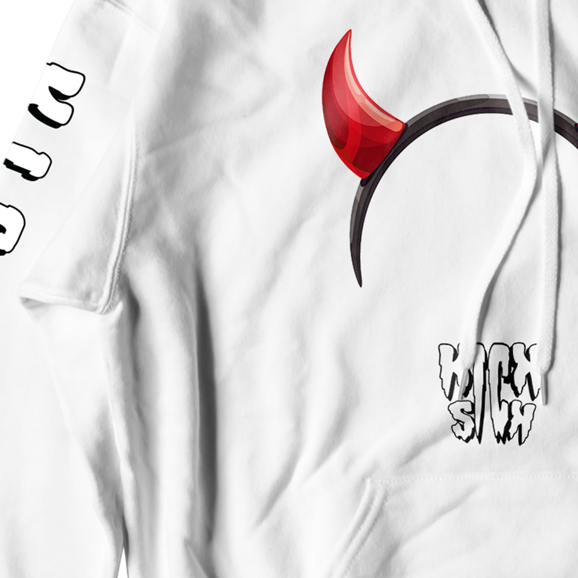 Devil Horns Party Hat White Hoodie
