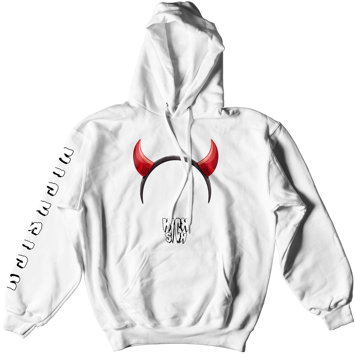 Devil Horns Party Hat White Hoodie