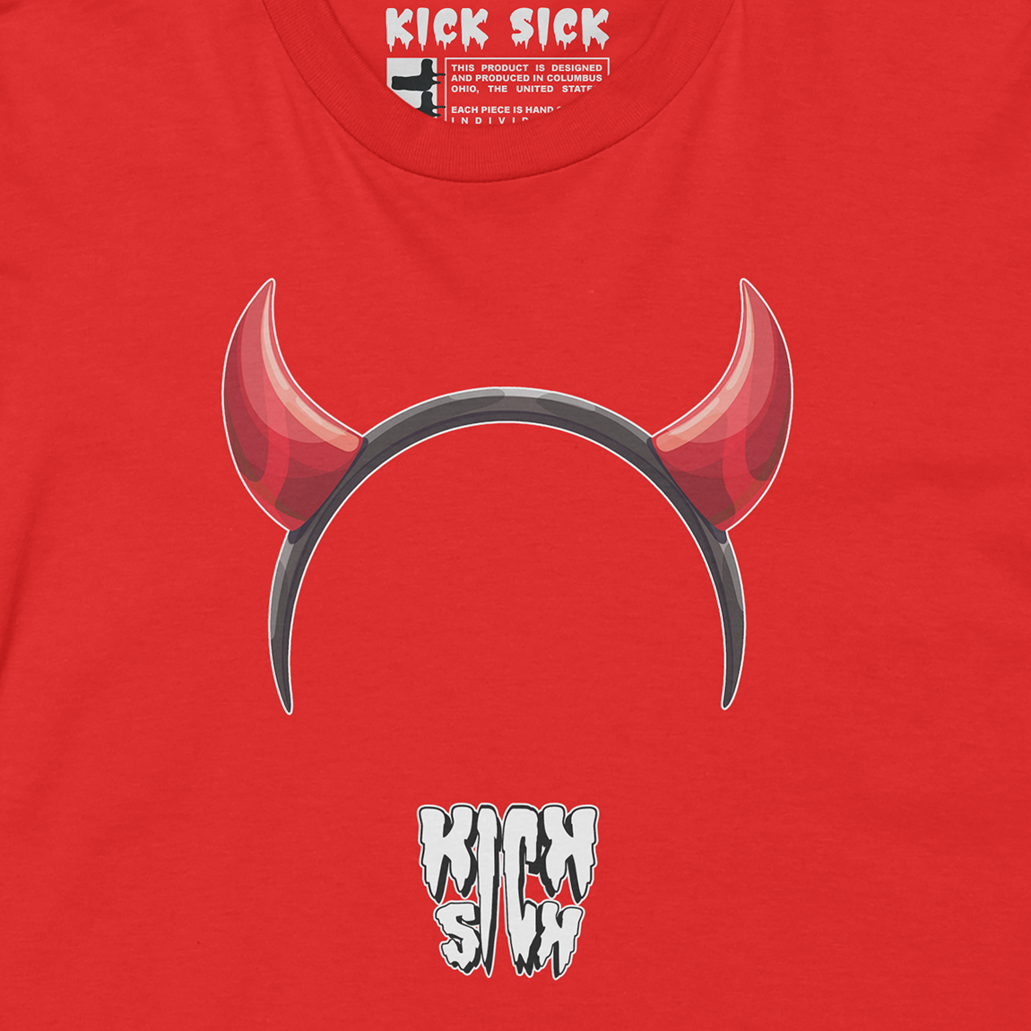 Devil Horns Party Hat Red Long Sleeve Tee