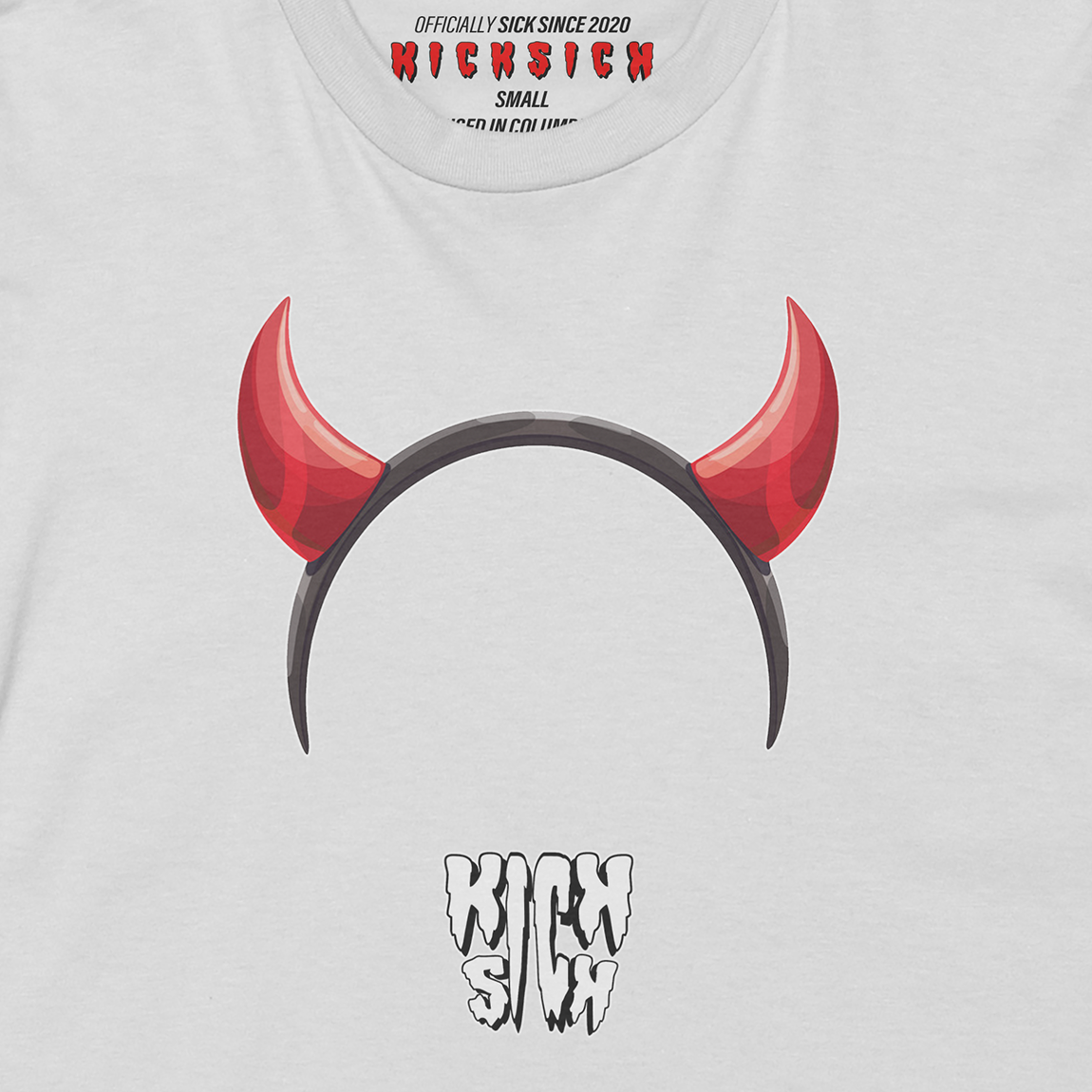 Devil Horns Party Hat White Long Sleeve Tee