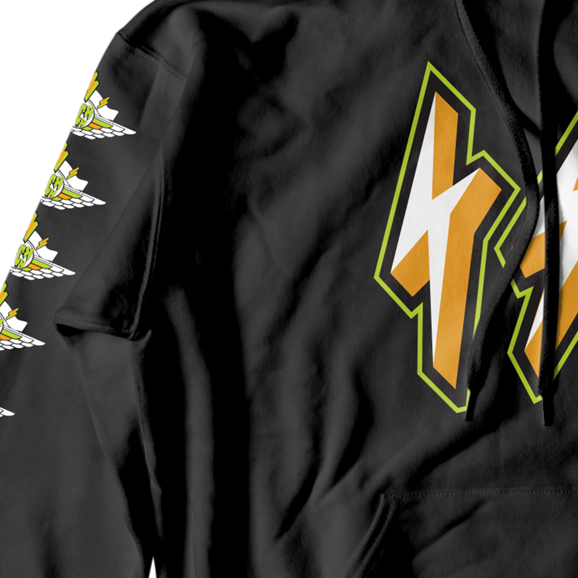 Volt Gold Retro 1 Bolt Drip Black Hoodie