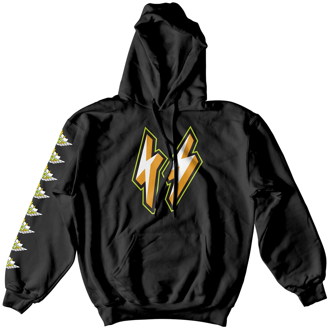 Volt Gold Retro 1 Bolt Drip Black Hoodie