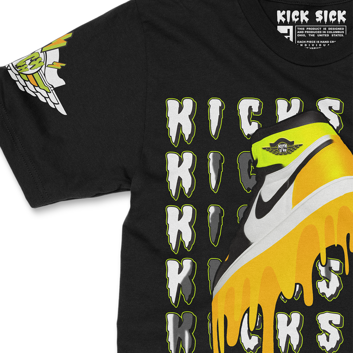 Volt Gold Retro 1 Bolt Drip Black Tee