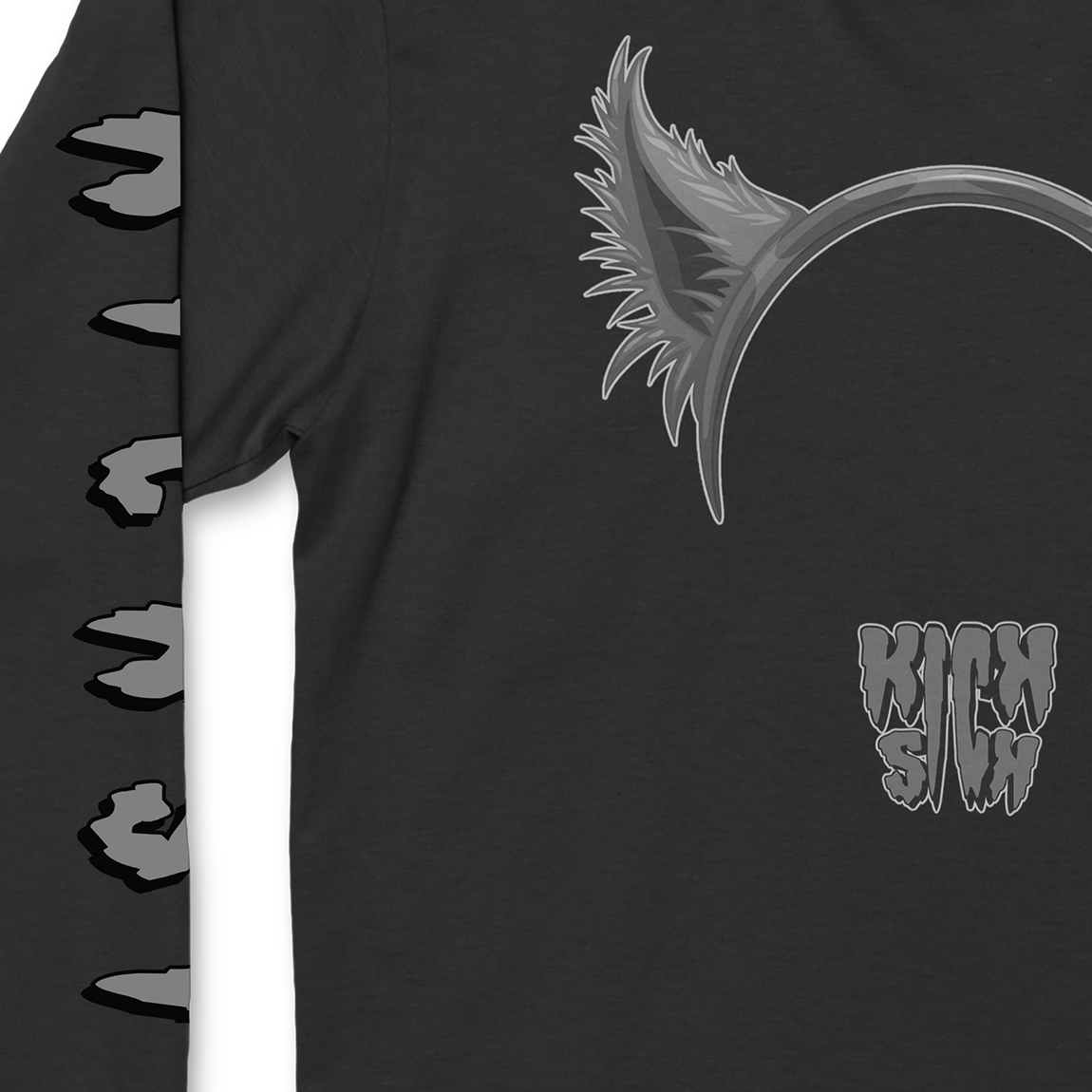 Wolf Ears Party Hat Black Long Sleeve Tee