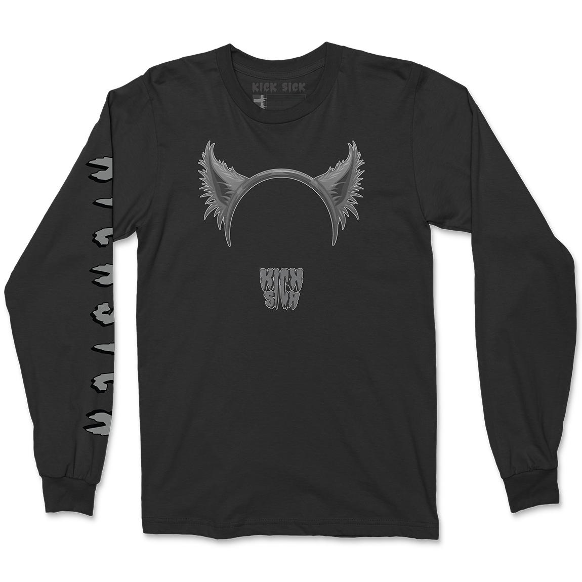 Wolf Ears Party Hat Black Long Sleeve Tee