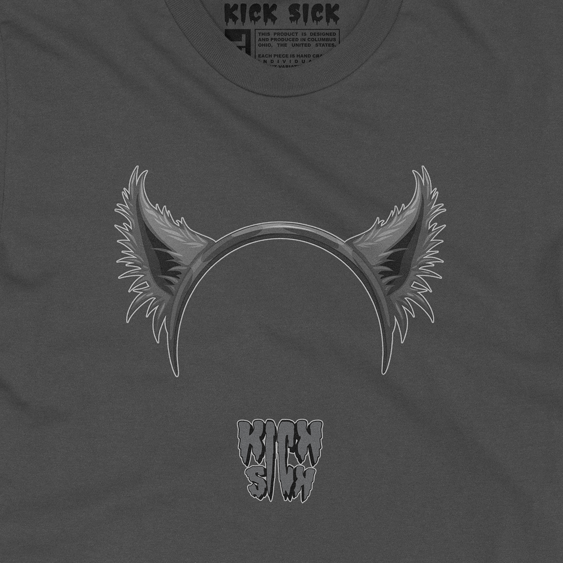 Wolf Ears Party Hat Charcoal Tee