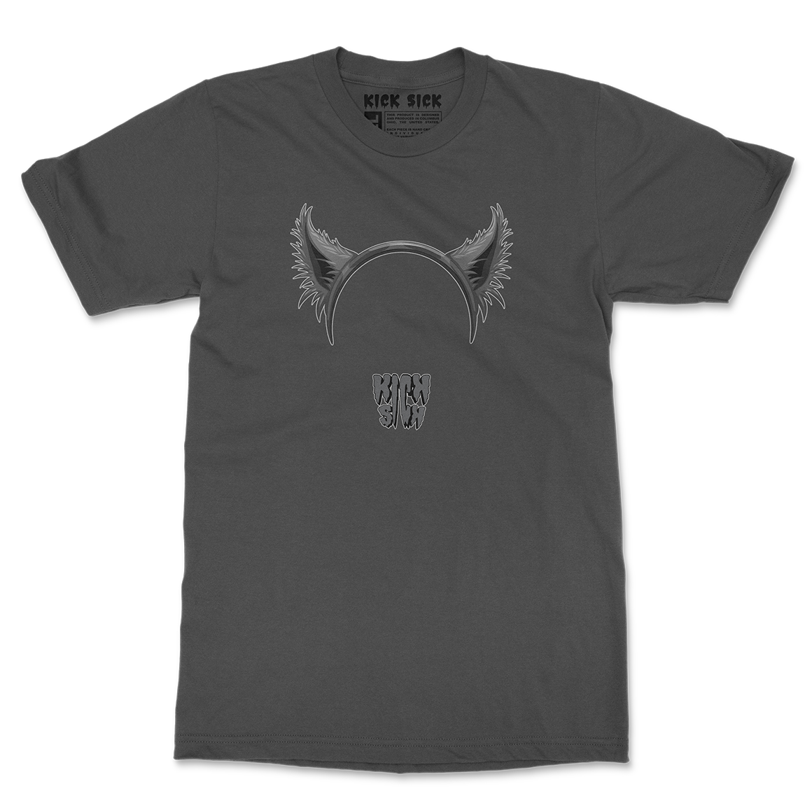 Wolf Ears Party Hat Charcoal Tee